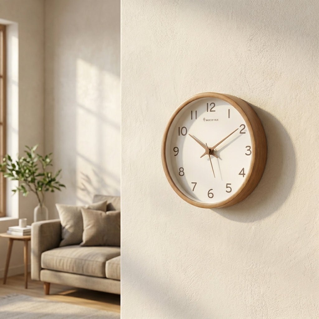 Silent Movement Wooden Wall Clock Crafted from Solid Wood
