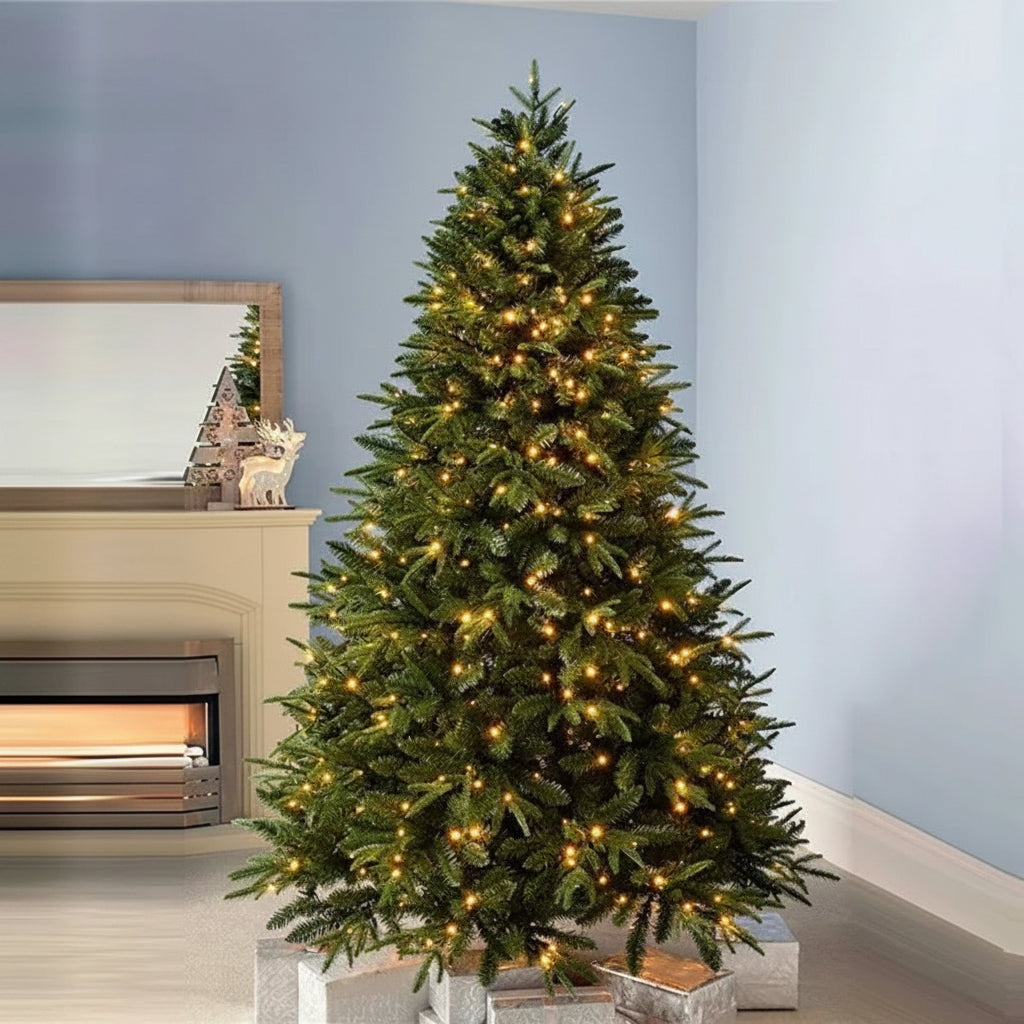 Fully Decorated Artificial Christmas Tree Lights