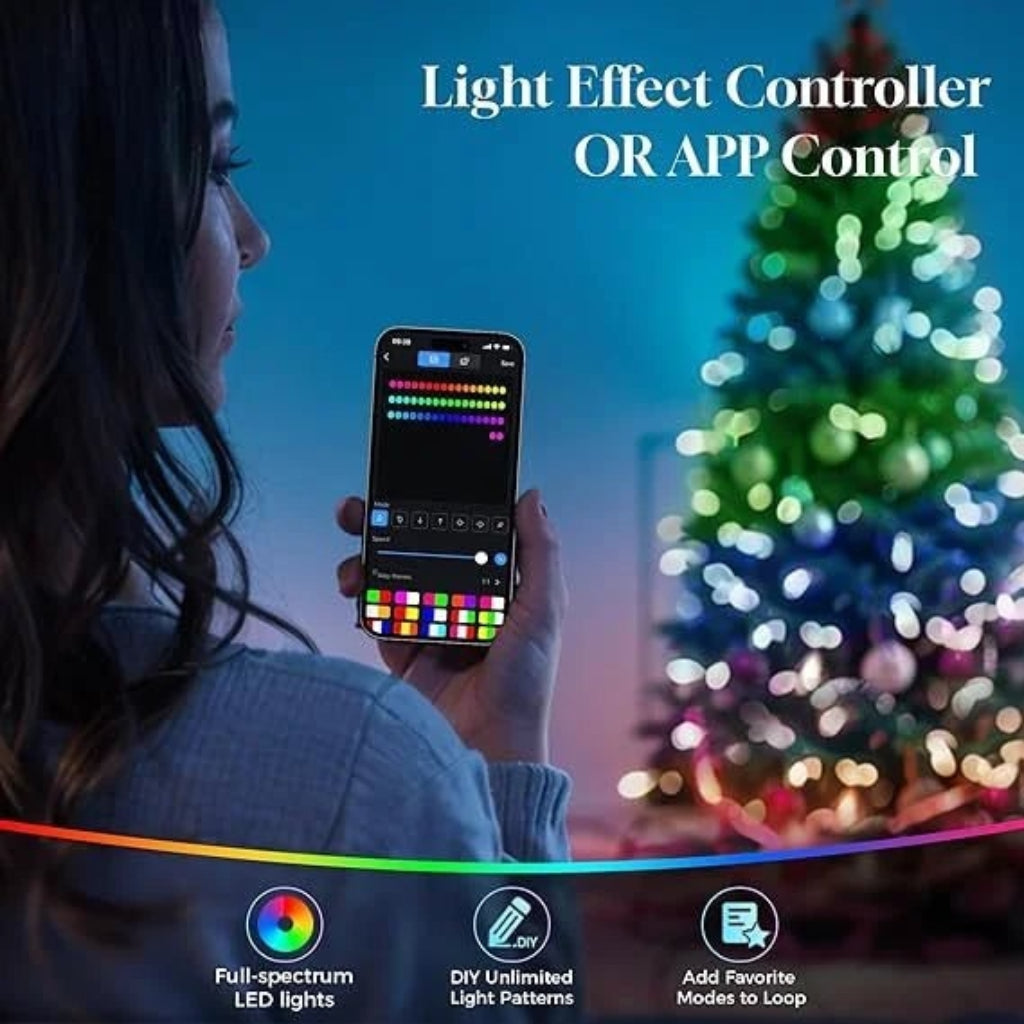 Fully Decorated Artificial Christmas Tree Lights