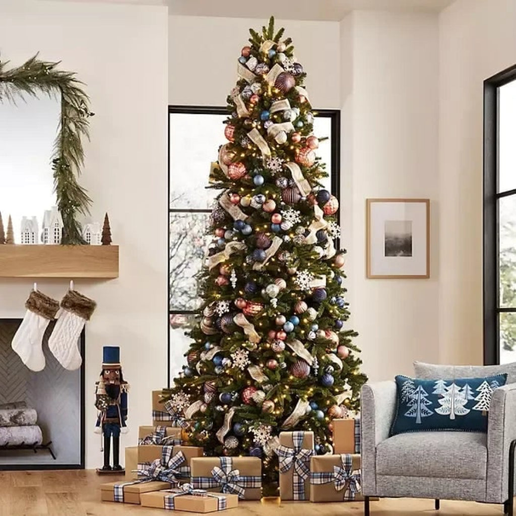 Fully Decorated Artificial Christmas Tree Lights
