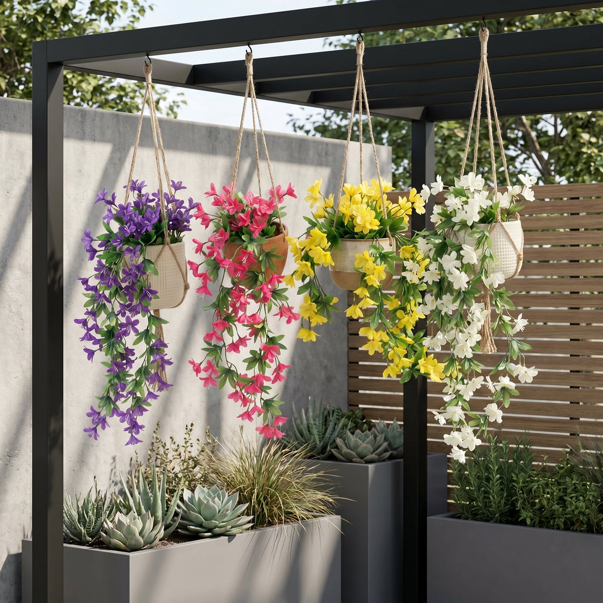 Colorful Artificial Climbing Plant with Flowers