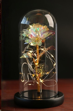 LED Table Lamp with Glass Dome and Rose Design