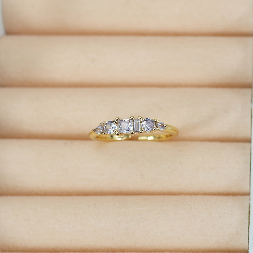 Stackable Gold Rings Set with Rhinestones for Mother's Day