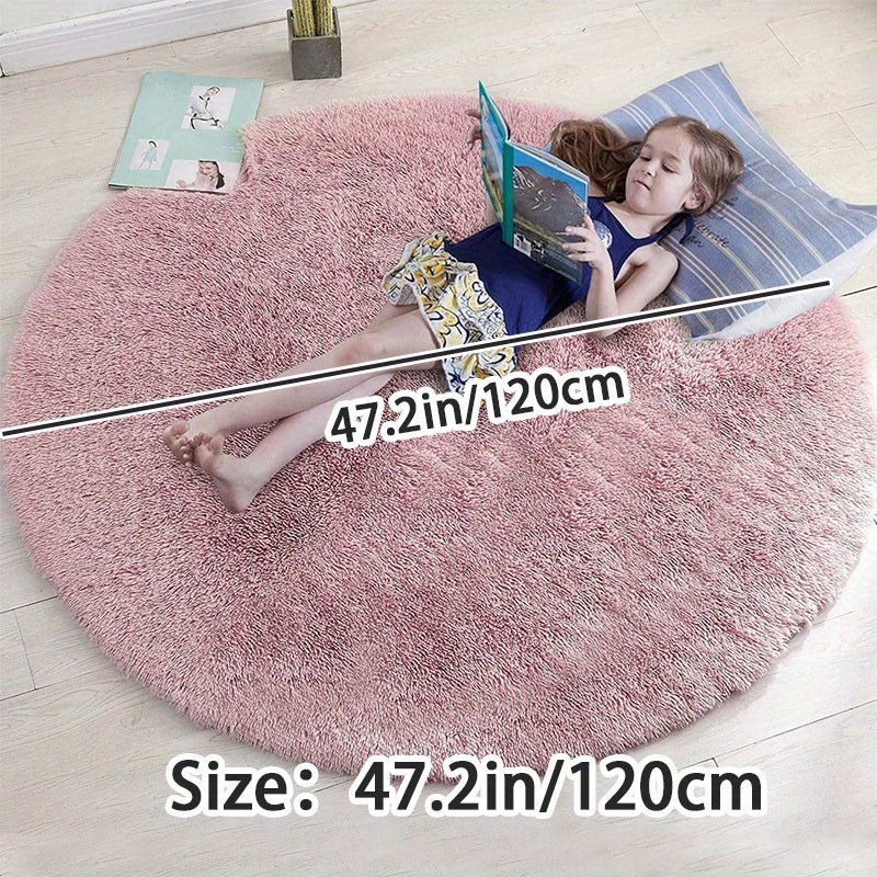 Round Fluffy Rug Ultra-Soft Polyester Non-Slip & Machine Washable