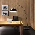 Arc Shaped Floor Lamp in Black Metal with Circular Base