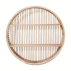 Handcrafted Floating Organizer - Round Bamboo Wall Shelf in Boho Style