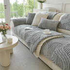 Velvet Polyester Non-Slip Machine-Washable Armchair Cover (Separate Seat Pad)