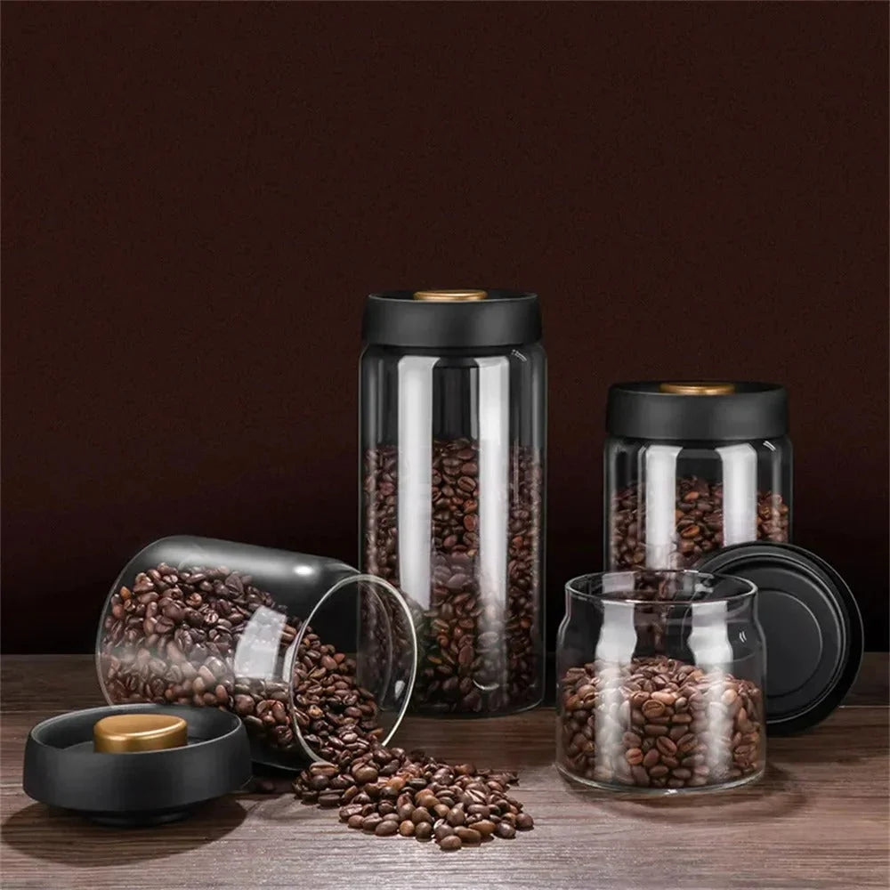 Coffee Bean Storage Jar Vacuum Pump Airtight Borosilicate Glass