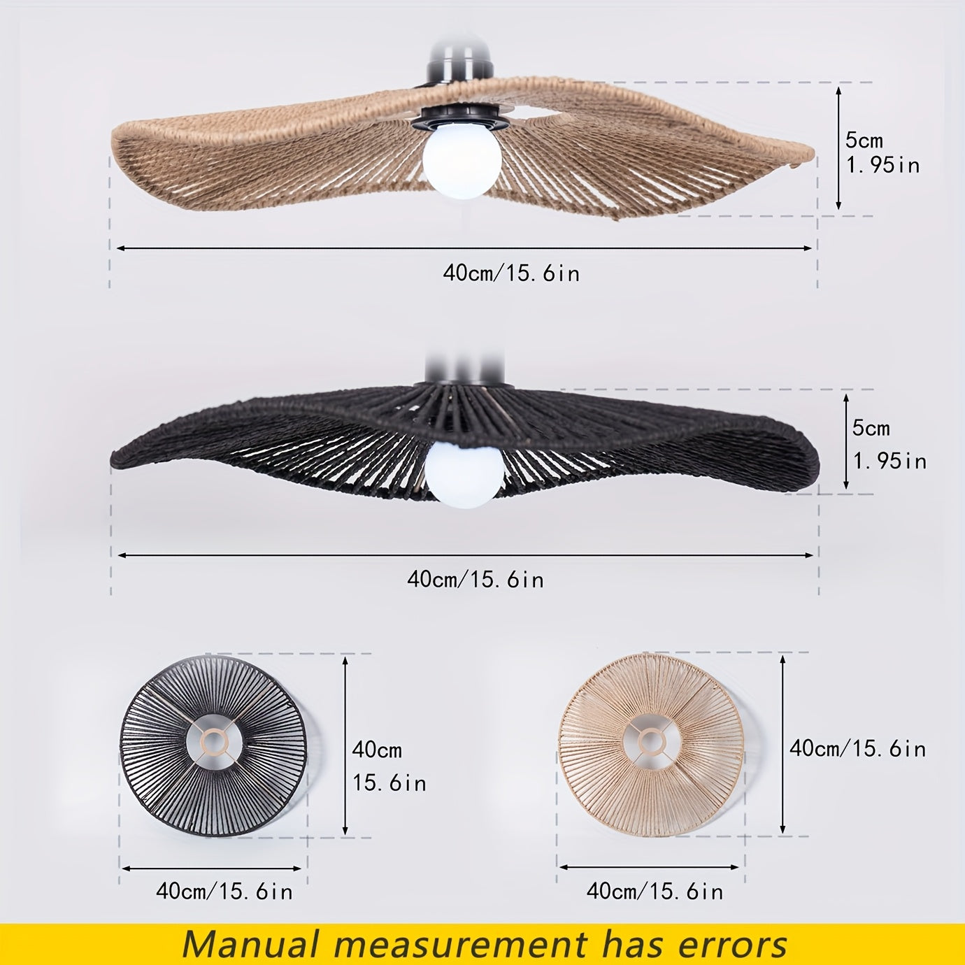 Natural Artistic Ceiling Light Shade Made of Handwoven Paper Rope