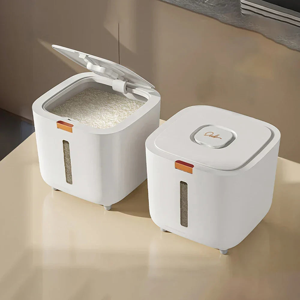 Rice Storage Container Airtight Silicone Seal & Push-Button Dispenser