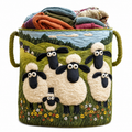 Quilted Cotton-Polyester Foldable Storage Basket