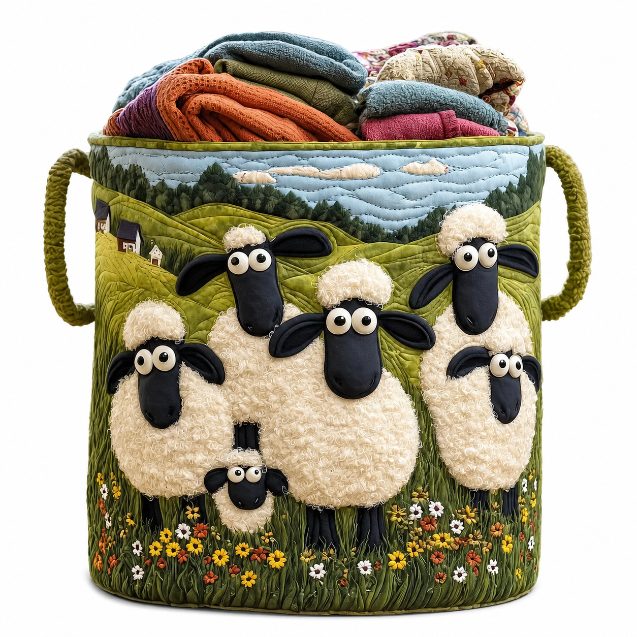 Quilted Cotton-Polyester Foldable Storage Basket