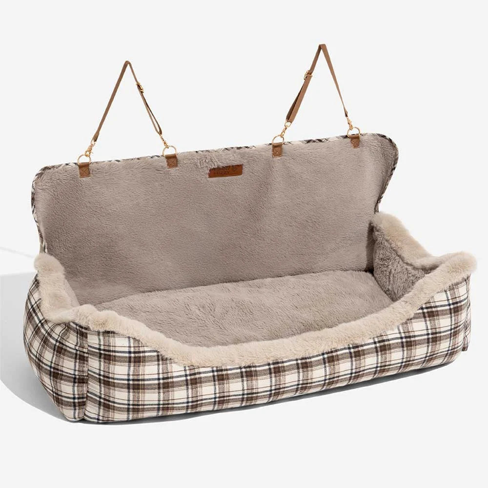 Dog Car Seat Plush Non-Slip Base & Adjustable Straps