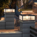 Black Stainless Steel Ribbed Glass Bollard Light (Fixed Ground)