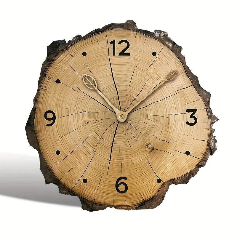 Natural Log Design Wall Clock – Rustic Wood Slice Home Decoration