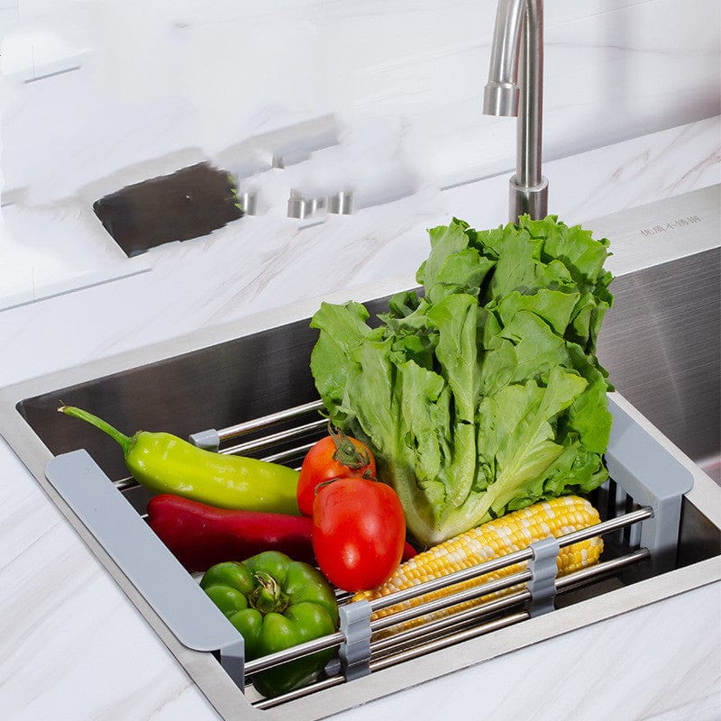 Over-Sink Dish Drainer Adjustable Stainless Steel & Non-Slip