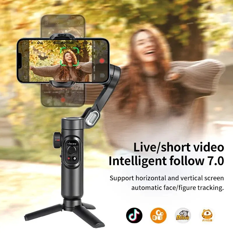 Smartphone Gimbal 3-Axis AI Tracking & Face Detection