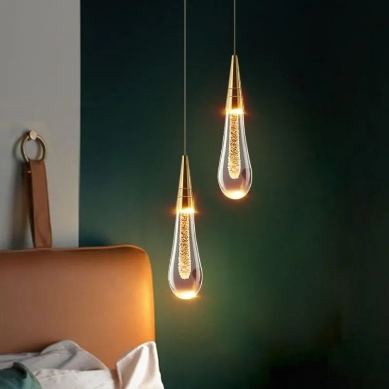 Minimalist Hanging Light Fixture with Modern Gold Teardrop Pendant