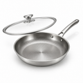 Uncoated Pure Titanium Dot-Texture Frying Pan (Induction & Oven-Safe)