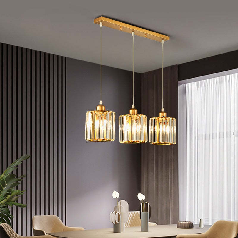 Cylindrical Glass Shade Cluster Pendant Lighting Fixture
