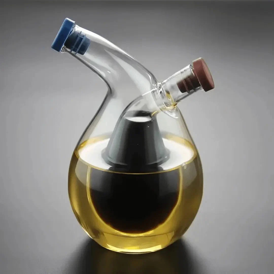 Oil & Vinegar Dispenser Dual-Chamber Glass Leak-Proof Spouts