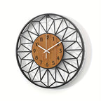 Contemporary Wall Clock with Wooden Grain Center Accent