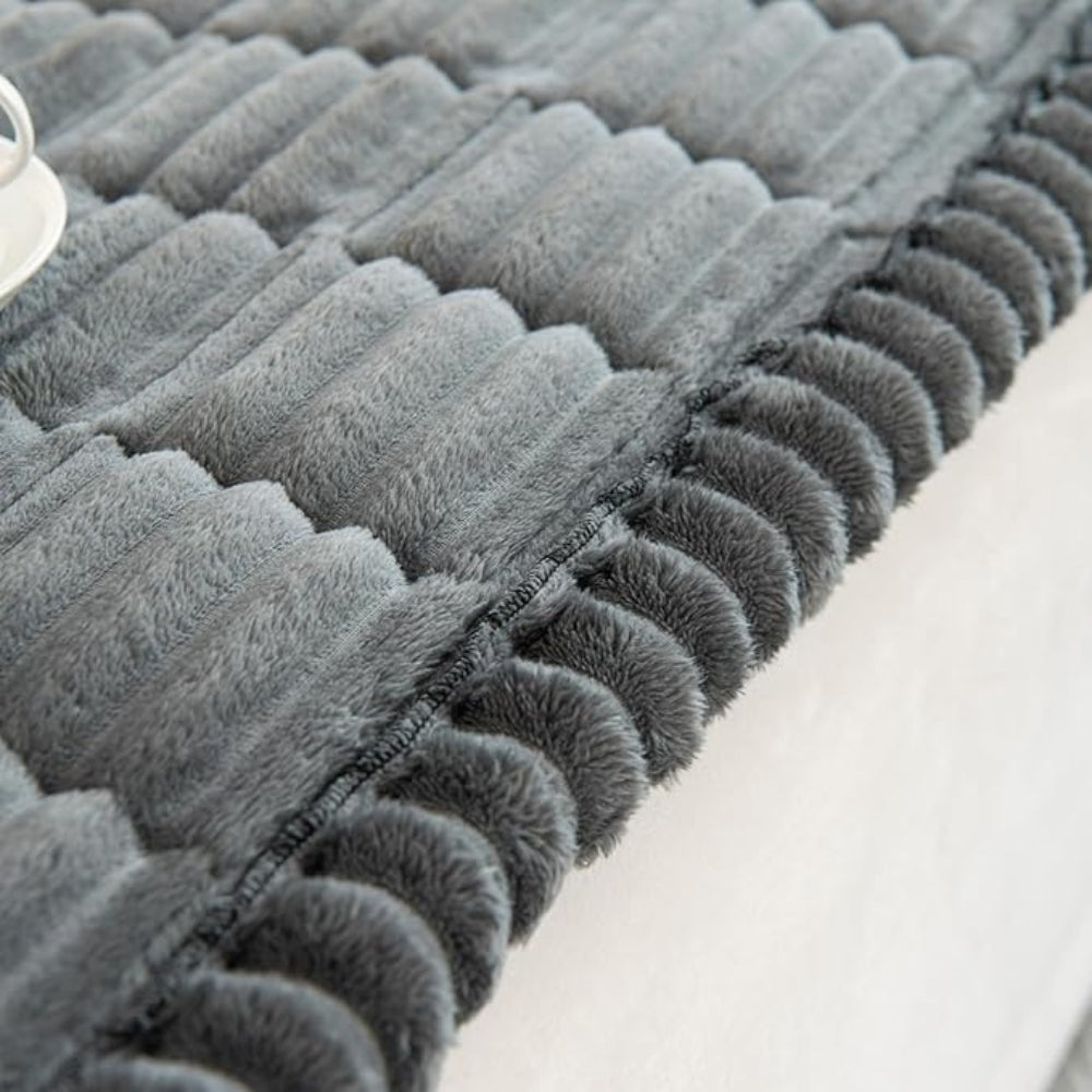 Non-Slip Plush Pleated-Edge Sofa Slipcover