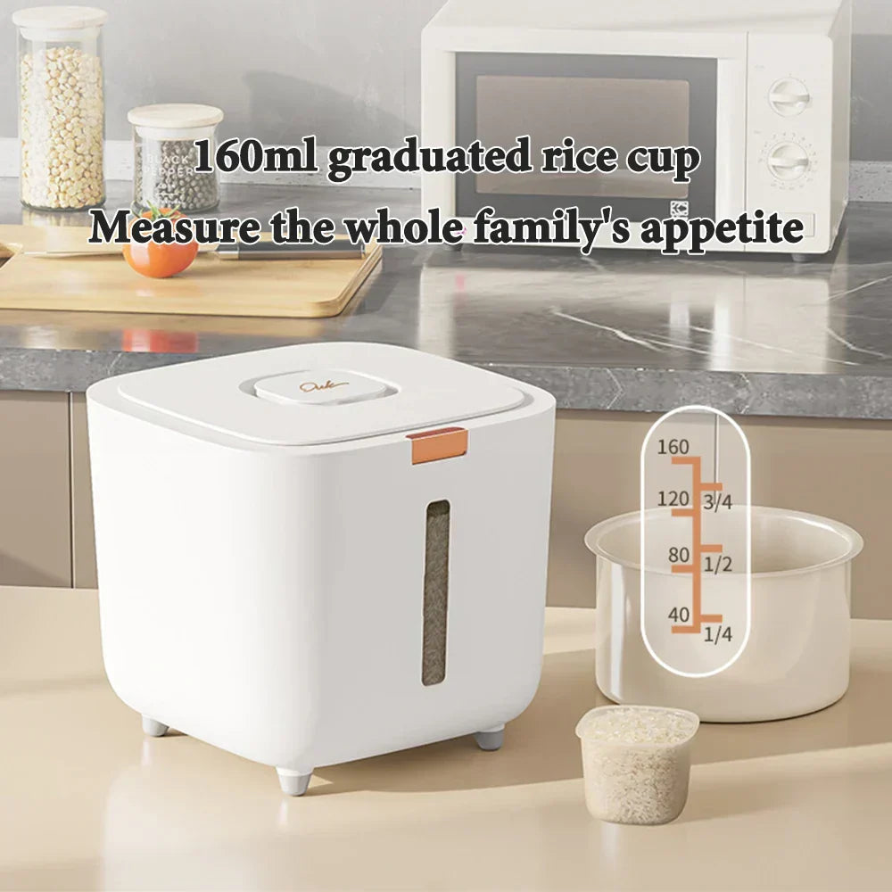 Rice Storage Container Airtight Silicone Seal & Push-Button Dispenser