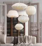 Matte White Acrylic Pleated Pendant Lamp