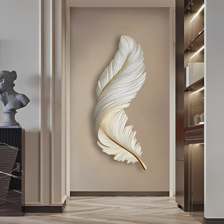 Feather-Pattern Metal Remote-Dimmable LED Wall Lamp