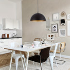 Industrial Dome Pendant Light in Black and Gold Iron Finish