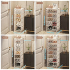 Shoe Rack Space-Saving Metal Frame & Fabric Shelves