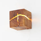 Handcrafted Wall Light in Solid Wood with Resin Detailing
