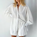 2-Piece Summer Set Blouse & Shorts Breathable Lantern Sleeve