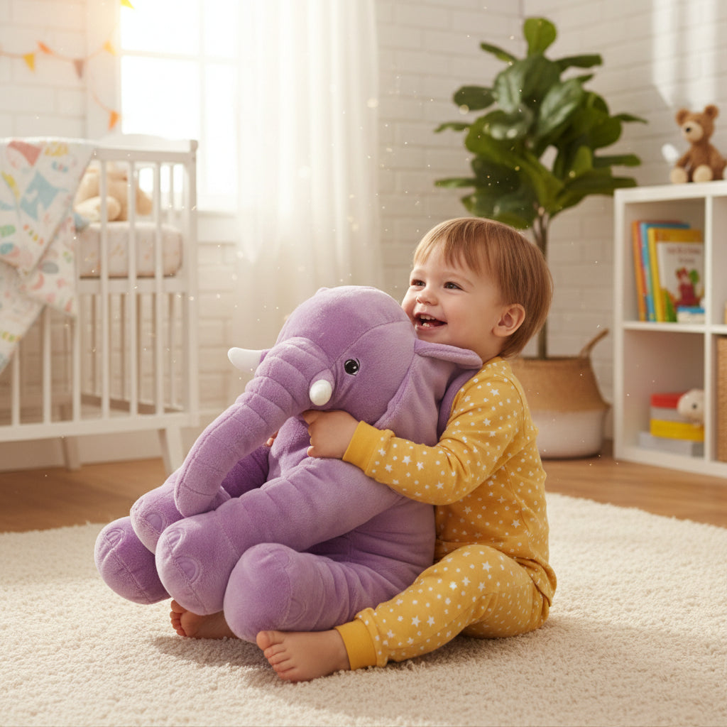 Cuddly Plush Elephant Pillow Toy – Soft Comfort for Babies