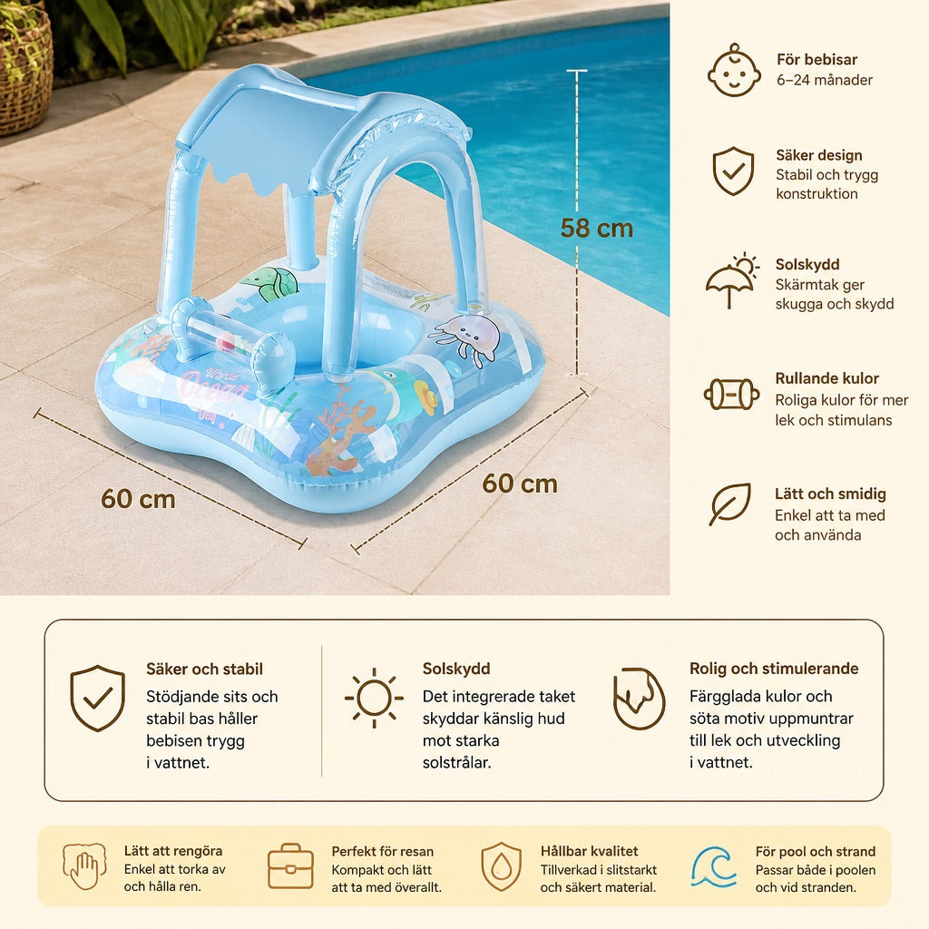 Infant Swim Float featuring Sunshade and Ocean Theme