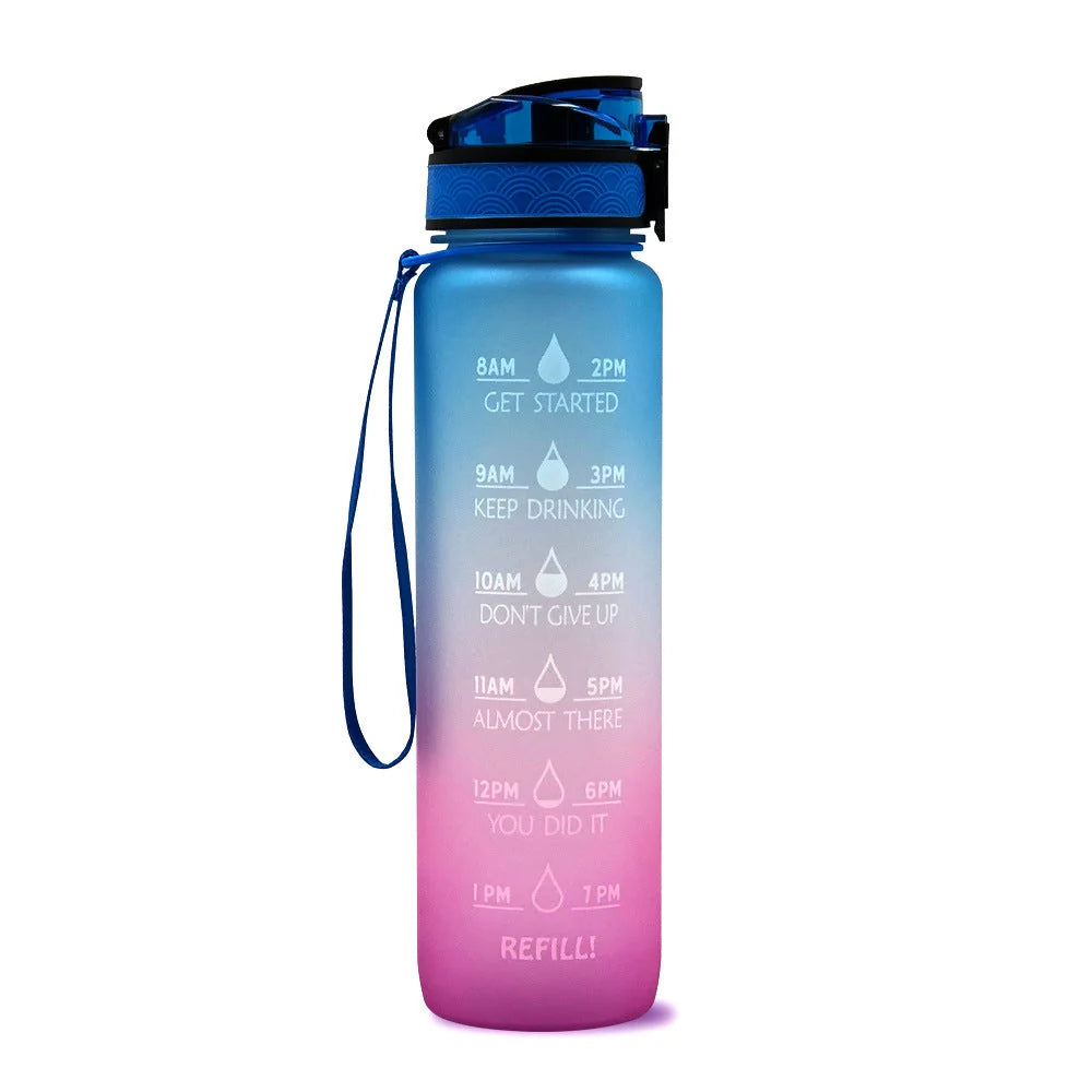 Water Bottle Timeline Markings Built-In Straw 1L Capacity