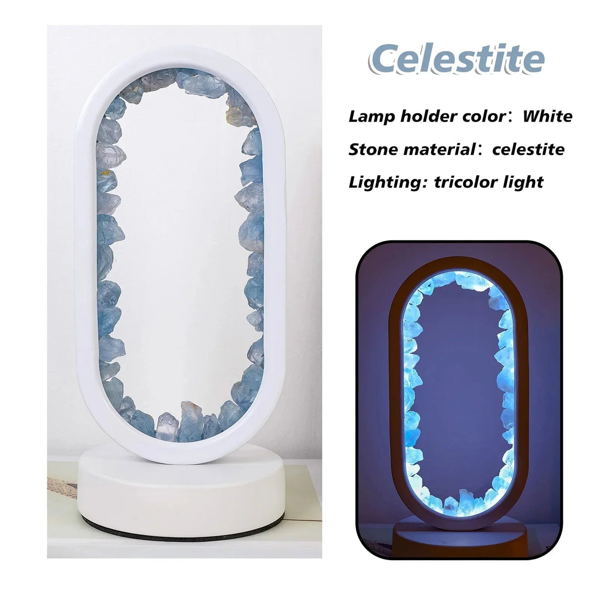 Crystal Lamp Handcrafted Natural Amethyst Ambient Light