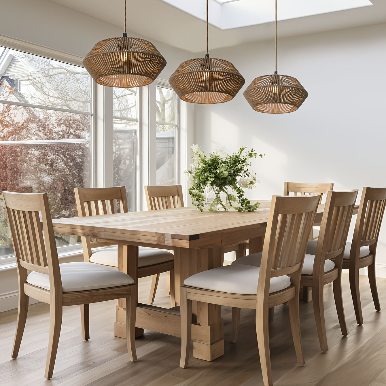 Modern Natural Design Pendant Light Shade in Handwoven Paper Rope