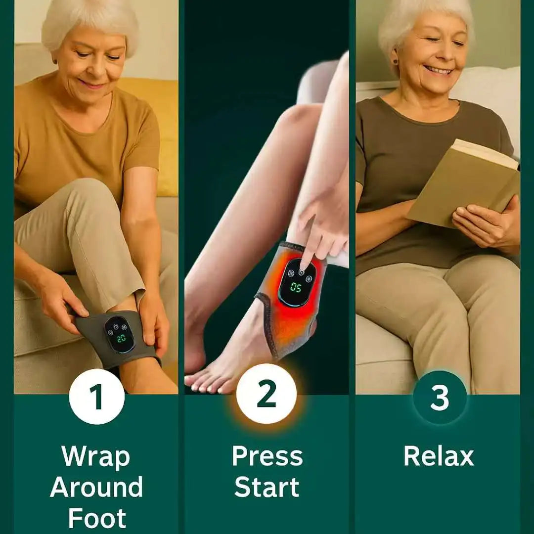 Ankle Massager Heat, Vibration & Compression 5 Adjustable Levels