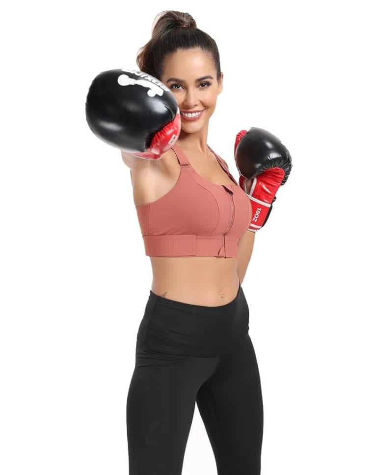 Sports Bra High Impact Front Zip & Adjustable Straps