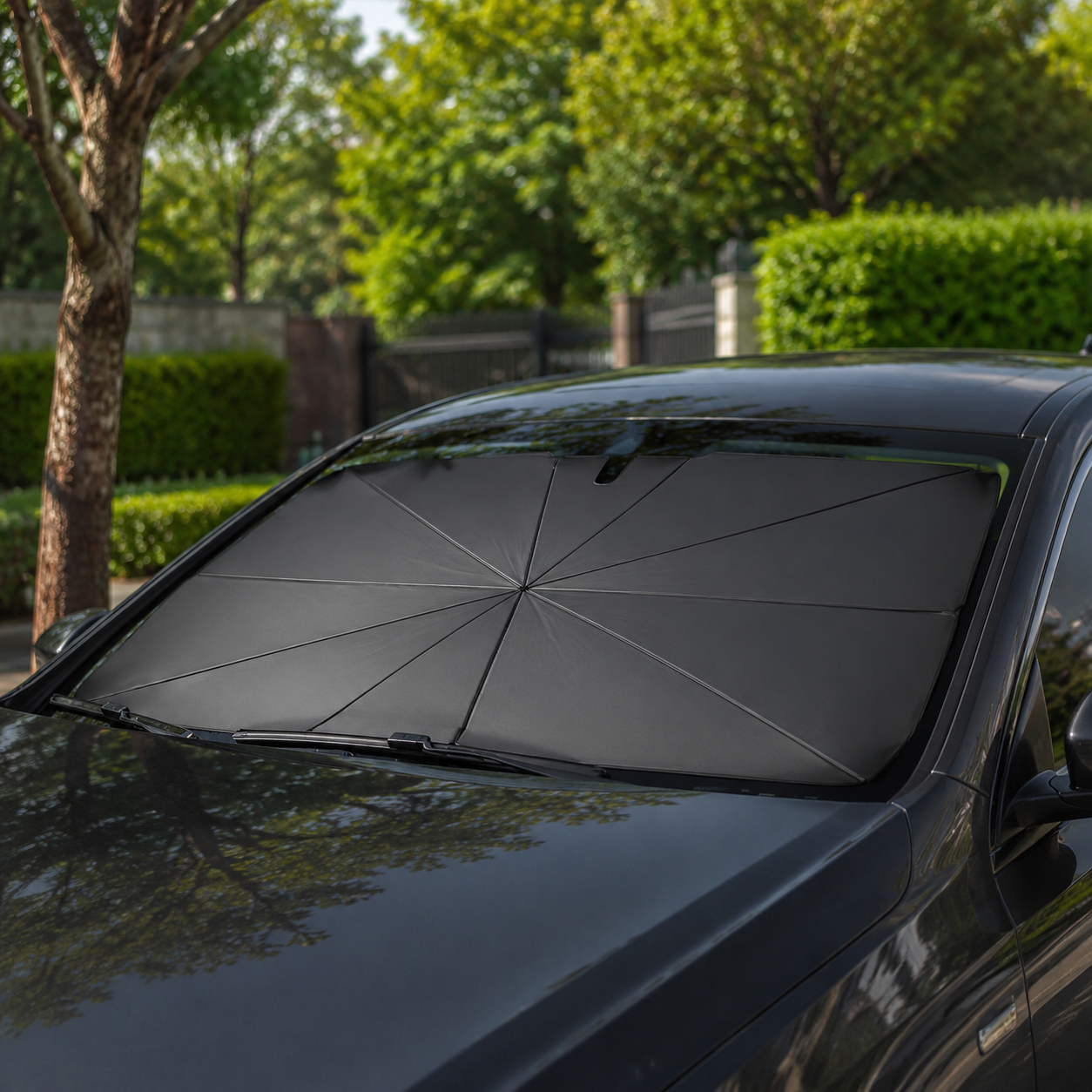 Reflective Titanium-Alloy Rollable Windshield Sunshade (Ø55.1 in)