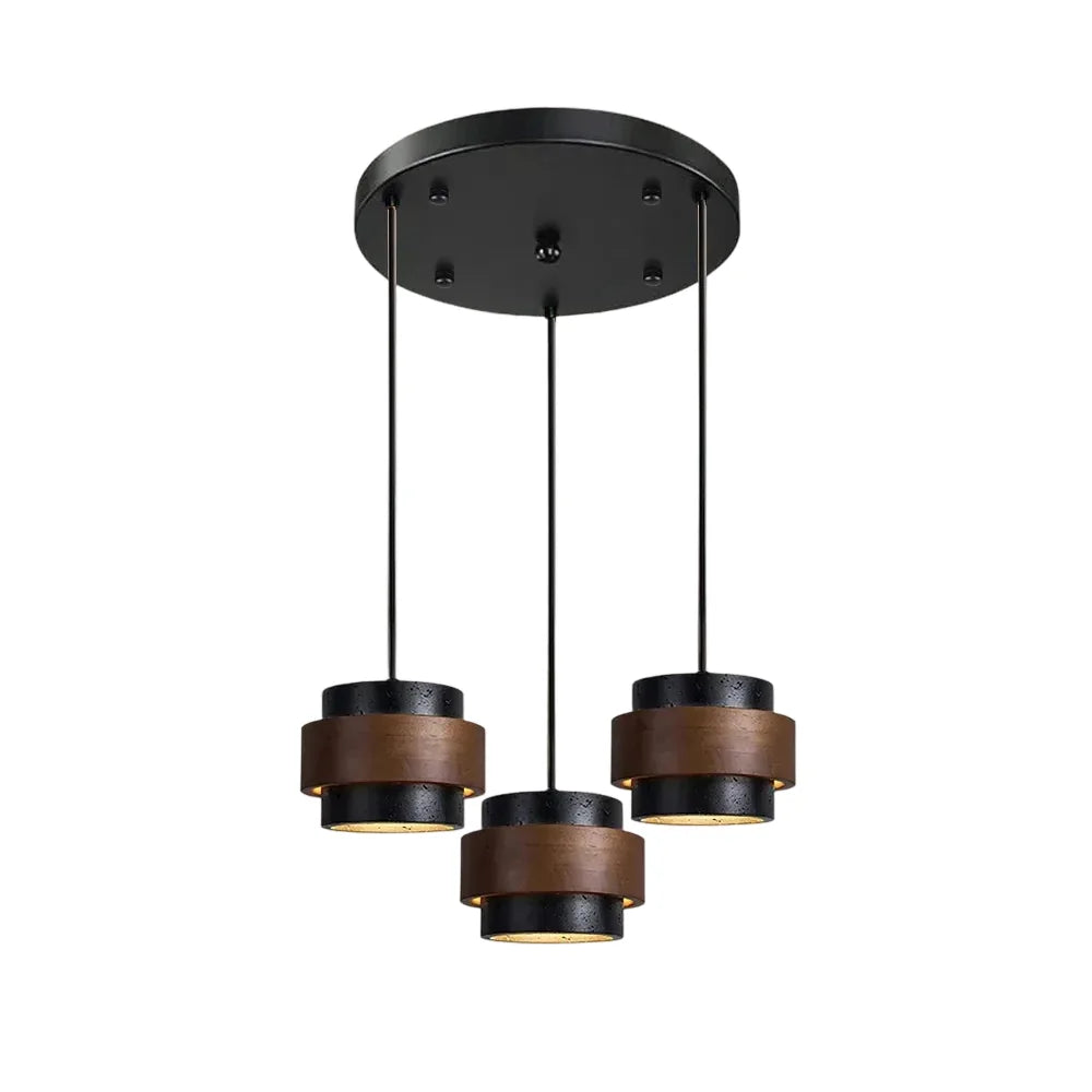Travertine-Look Cylindrical Pendant Light (E27 Socket)