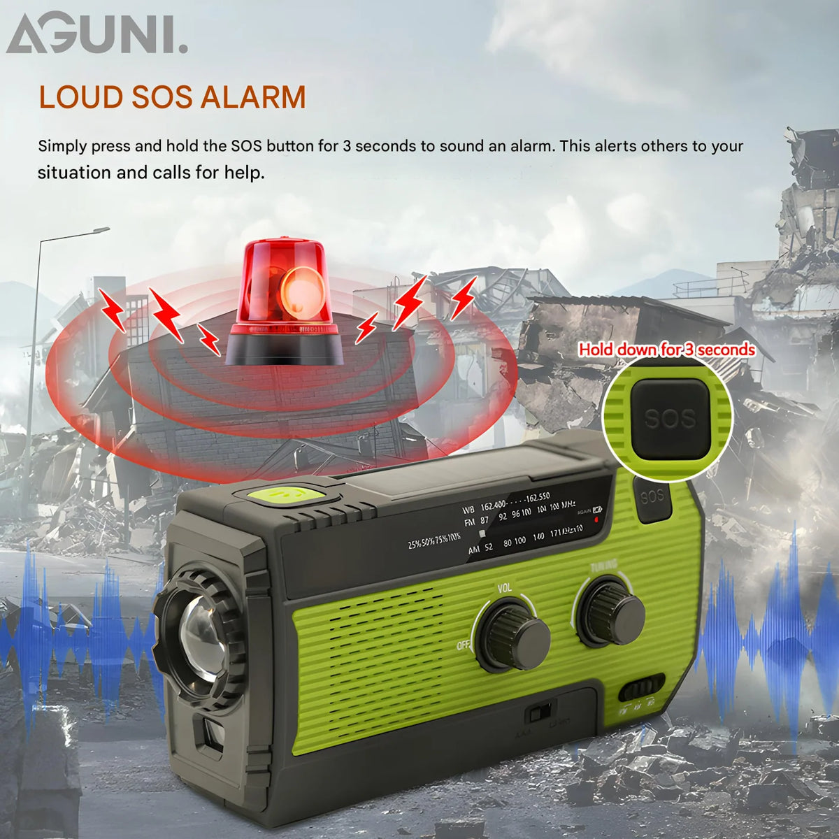 Emergency Radio Solar Hand-Crank 4000mAh Powerbank