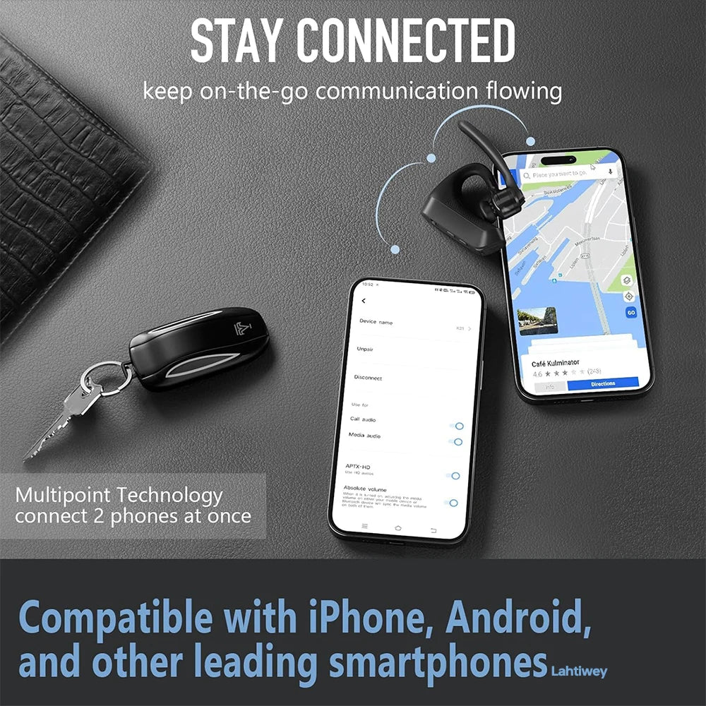 Bluetooth Headset Dual Microphones ENC Noise-Cancelling