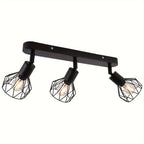 Industrial Black Metal Ceiling Spotlight with Three Lights