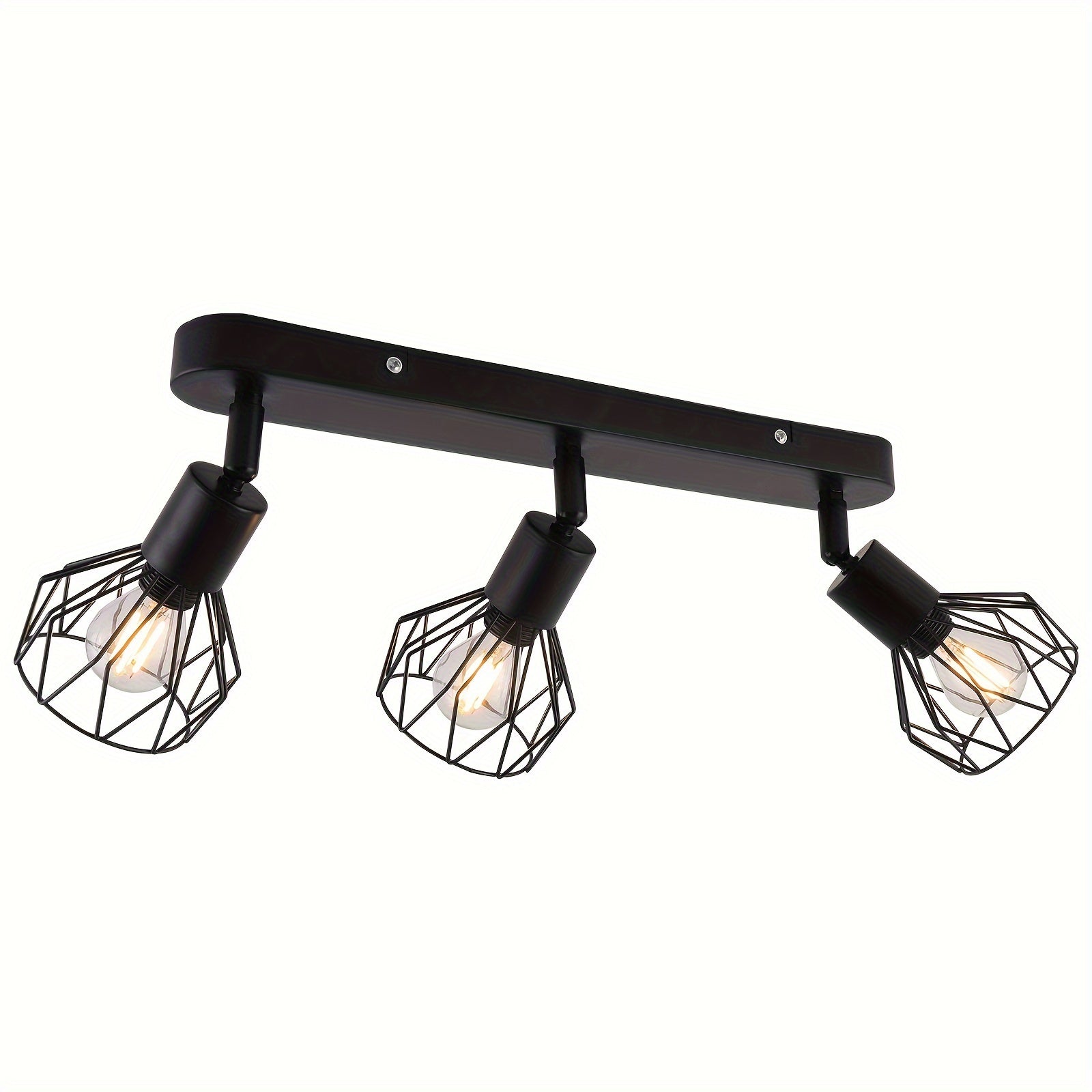 Industrial Black Metal Ceiling Spotlight with Three Lights