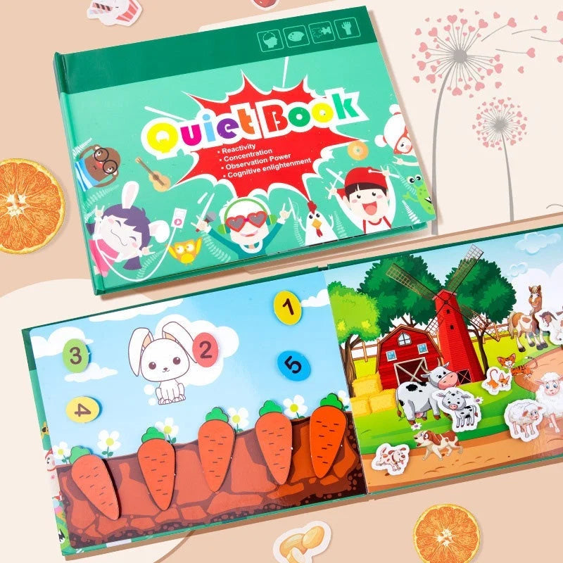 Busy Book Montessori-Inspired Laminated Travel-Friendly