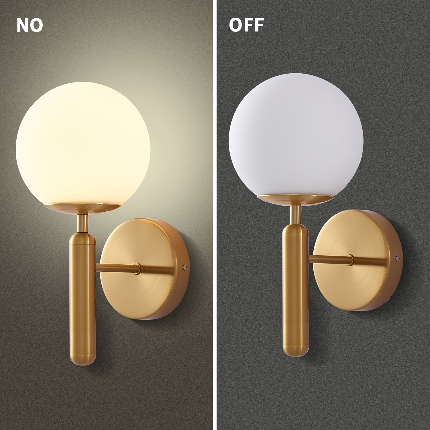 Contemporary Wall Light Fixture with Glass Globe and Polished Metal