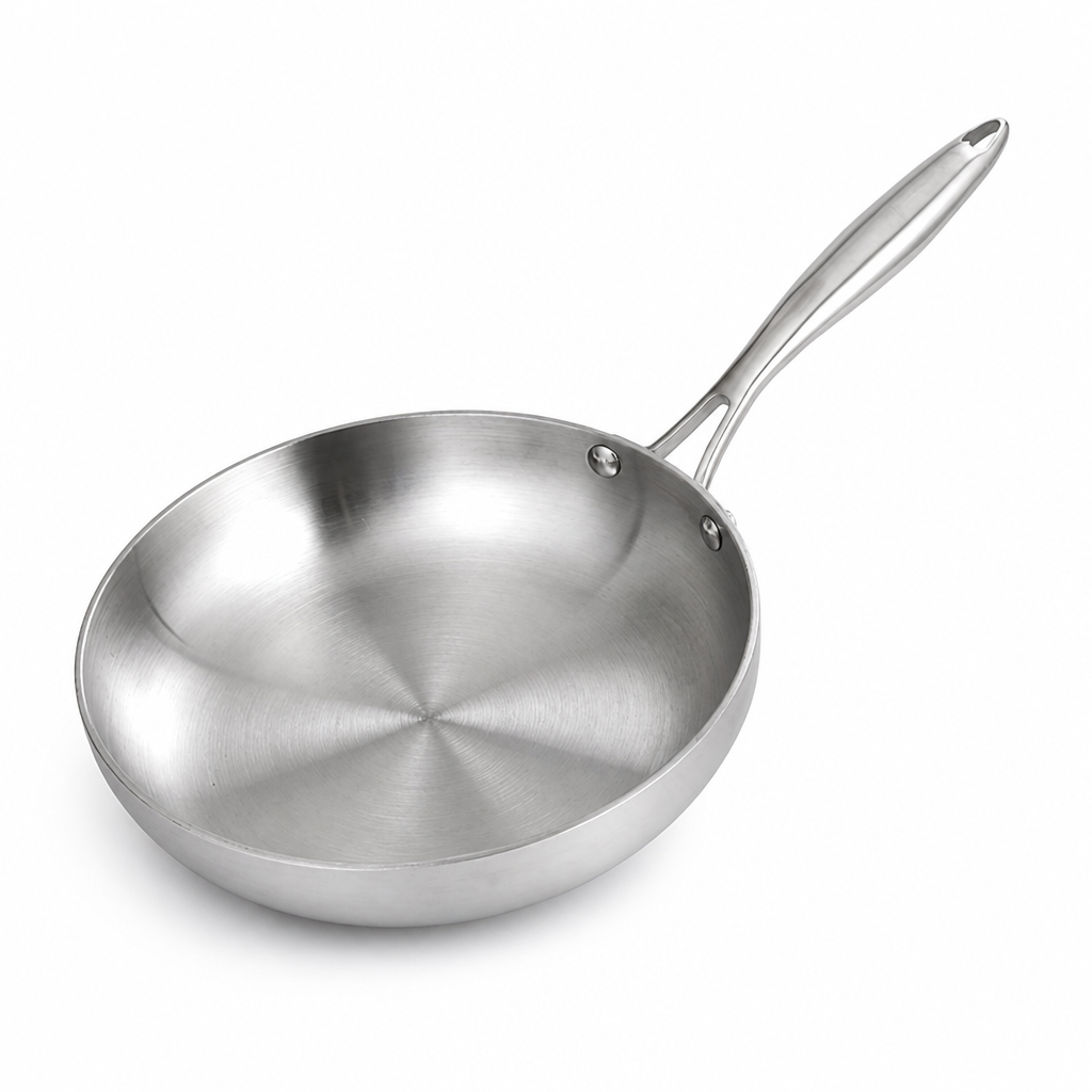 Uncoated Stainless Steel Induction & Gas Compatible Frying Pan (Multiple Sizes)